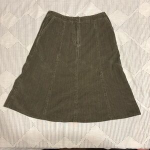 J. Jill Y2K Olive Corduroy A-Line Skirt
